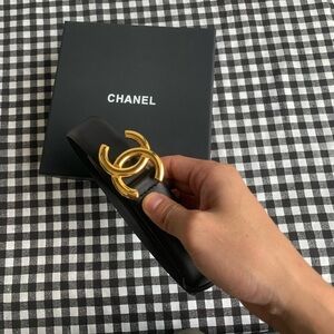 Chanel Women’s Black Leather Belt SZ85